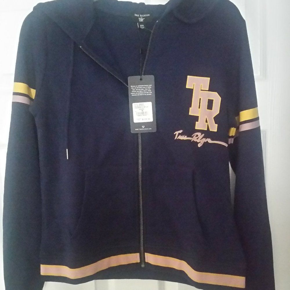 NWT True Religion Women's Collegiate Zip Up Hoodie